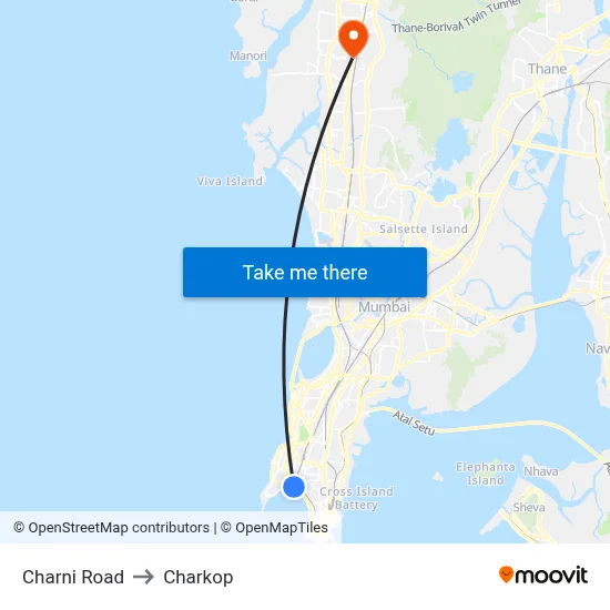 चर्नी रोड to चारकोप map