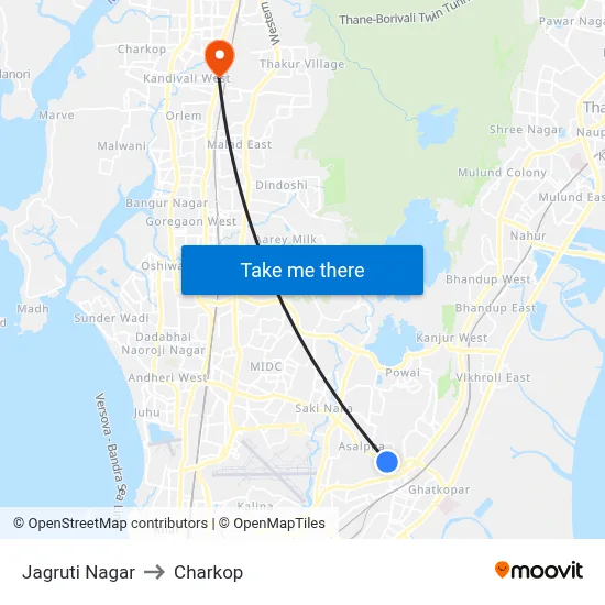 Jagruti Nagar to Charkop map
