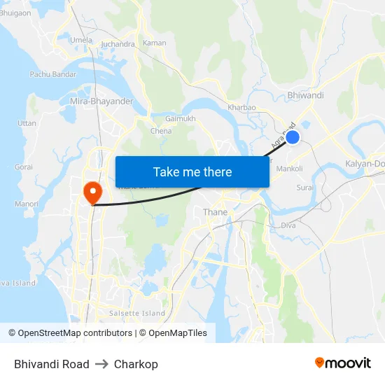 भिवंडी रोड to चारकोप map