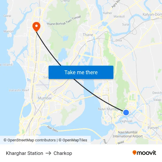 Kharghar Station to Charkop map