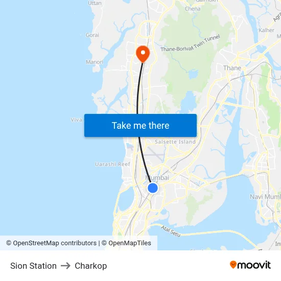 Sion Station to Charkop map