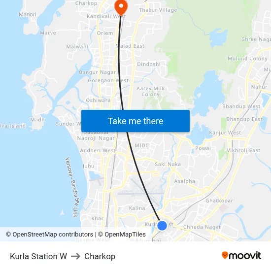 Kurla Station W to Charkop map