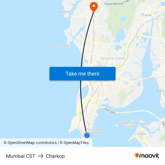 Mumbai CST to Charkop map