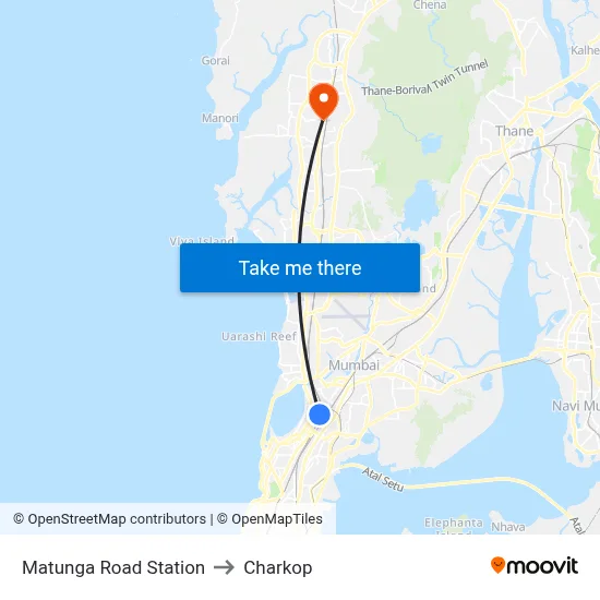 Matunga Road Station to Charkop map