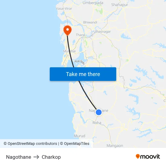 Nagothane to Charkop map