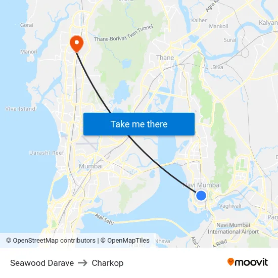 Seawood Darave to Charkop map