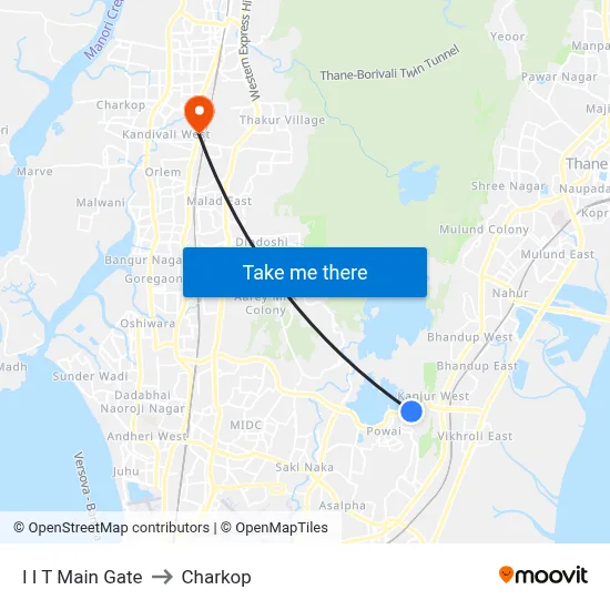 I I T Main Gate to Charkop map