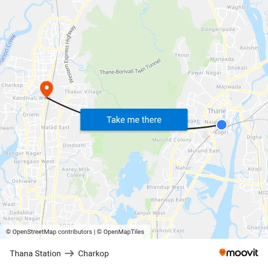 Thana Station to Charkop map
