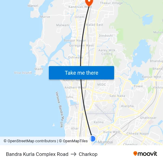 Bandra Kurla Complex Road to Charkop map