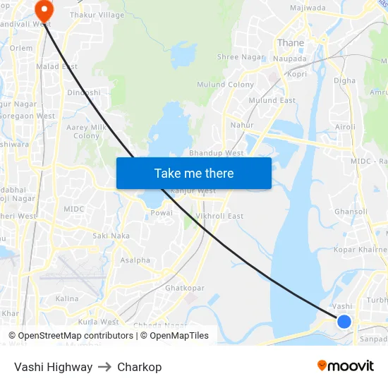 Vashi Highway to Charkop map