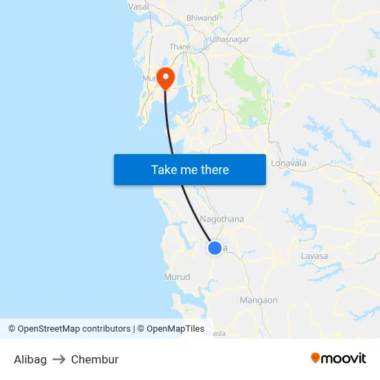 Alibag to Chembur map