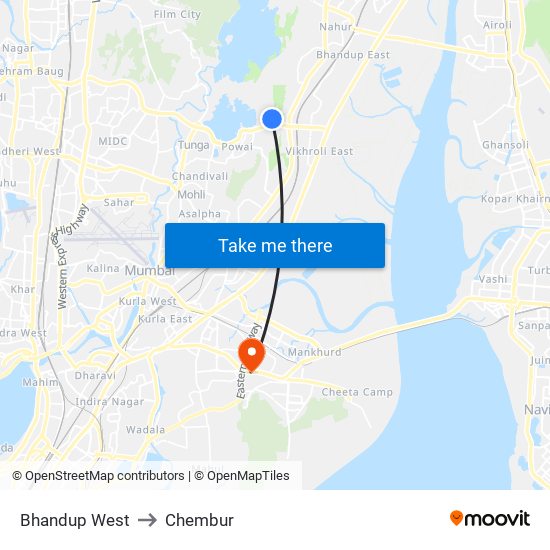 Bhandup West to Chembur map