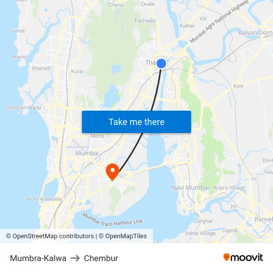 Mumbra-Kalwa to Chembur map