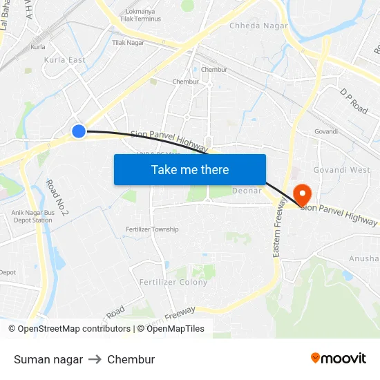 Suman nagar to Chembur map