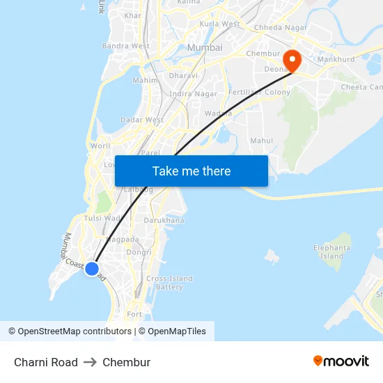 Charni Road to Chembur map