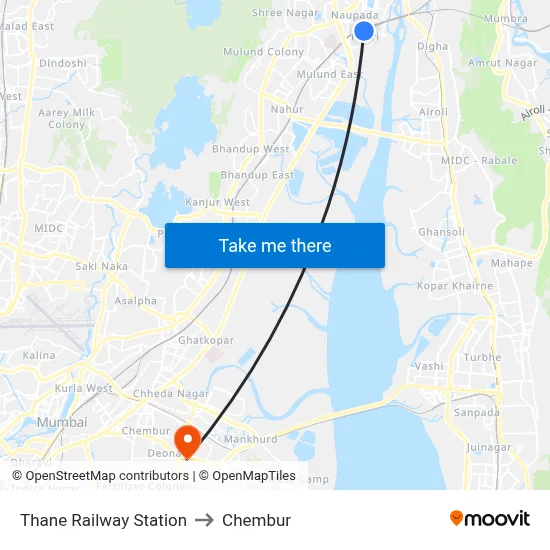 Thane Railway Station to Chembur map