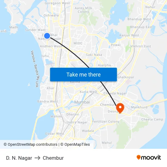 D. N. Nagar to Chembur map