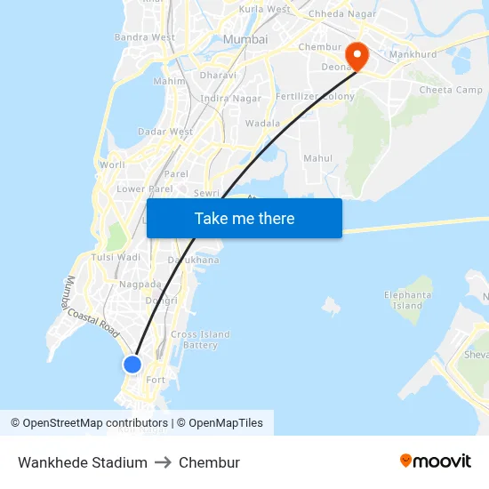 Wankhede Stadium to Chembur map