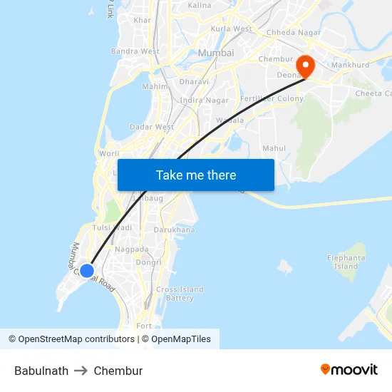 Babulnath to Chembur map