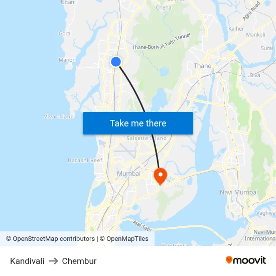 कांदिवली to चेंबूर map
