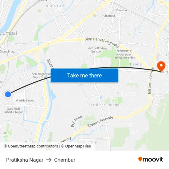 Pratiksha Nagar to Chembur map