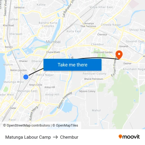 Matunga Labour Camp to Chembur map