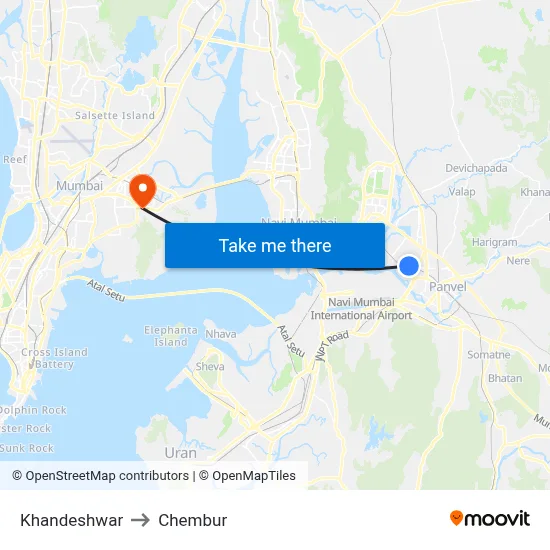 Khandeshwar to Chembur map