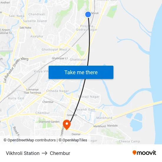 Vikhroli Station to Chembur map