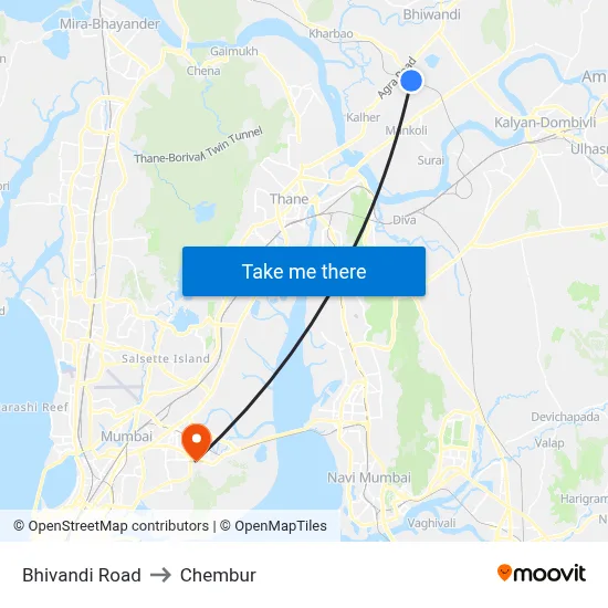 Bhivandi Road to Chembur map