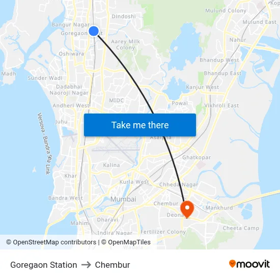 Goregaon Station to Chembur map