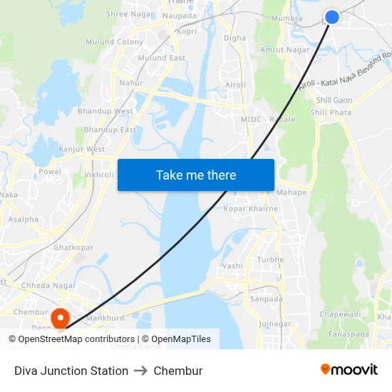 Diva Junction Station to Chembur map