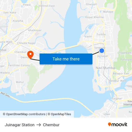 Juinagar Station to Chembur map