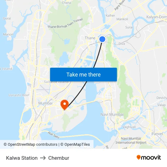Kalwa Station to Chembur map