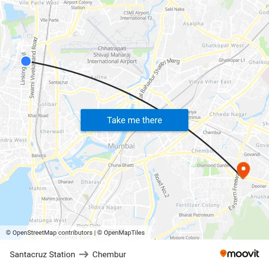 Santacruz Station to Chembur map
