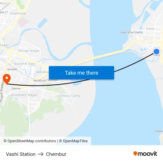 Vashi Station to Chembur map