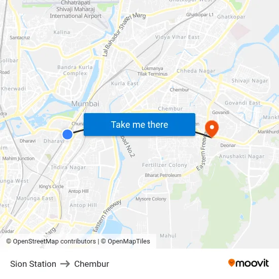 Sion Station to Chembur map