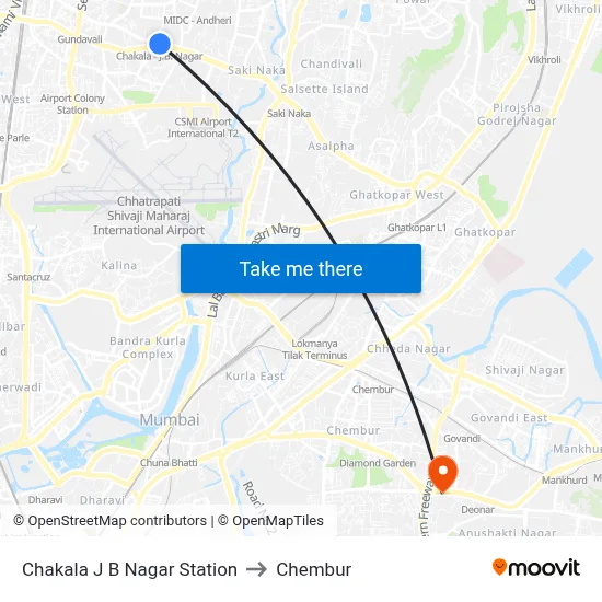 Chakala J B Nagar Station to Chembur map