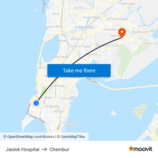 Jaslok Hospital to Chembur map