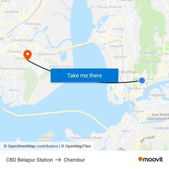 CBD Belapur Station to Chembur map