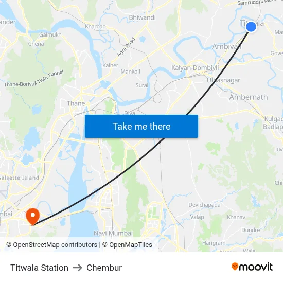 Titwala Station to Chembur map