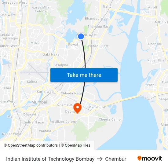 Indian Institute of Technology Bombay to Chembur map