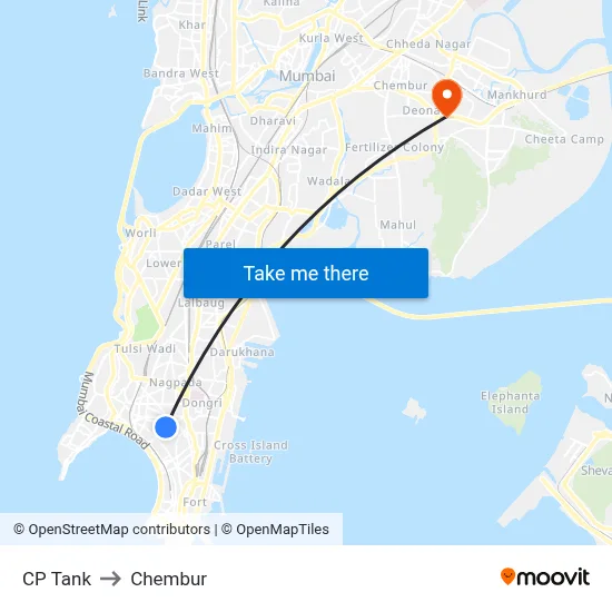 CP Tank to Chembur map