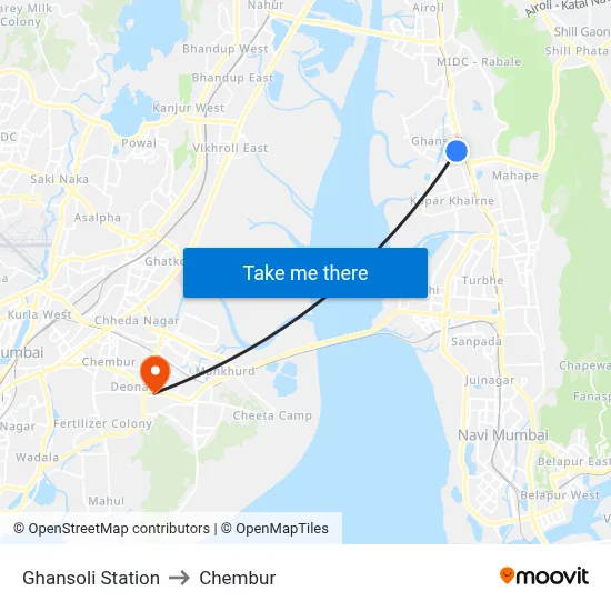 Ghansoli Station to Chembur map