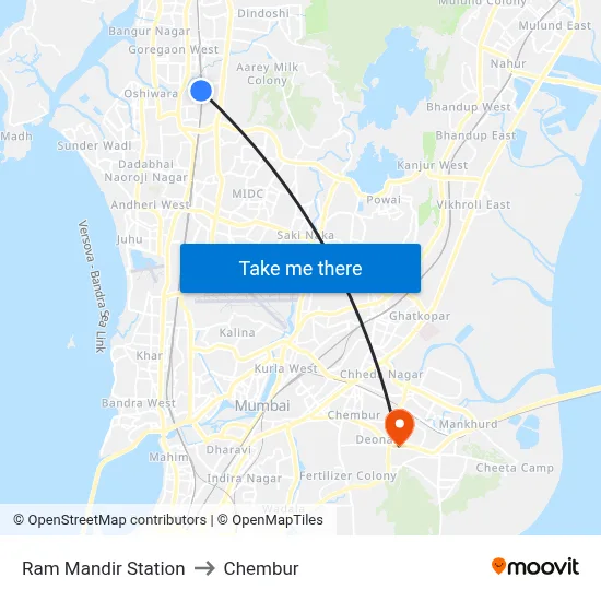 Ram Mandir Station to Chembur map