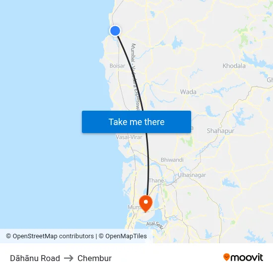 Dāhānu Road to Chembur map