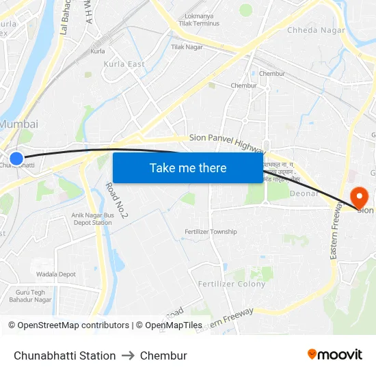 Chunabhatti Station to Chembur map
