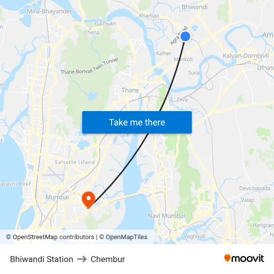 Bhiwandi Station to Chembur map