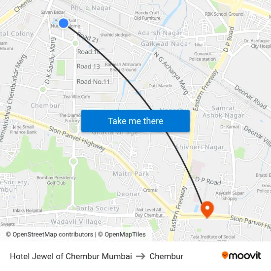 Hotel Jewel of Chembur Mumbai to Chembur map