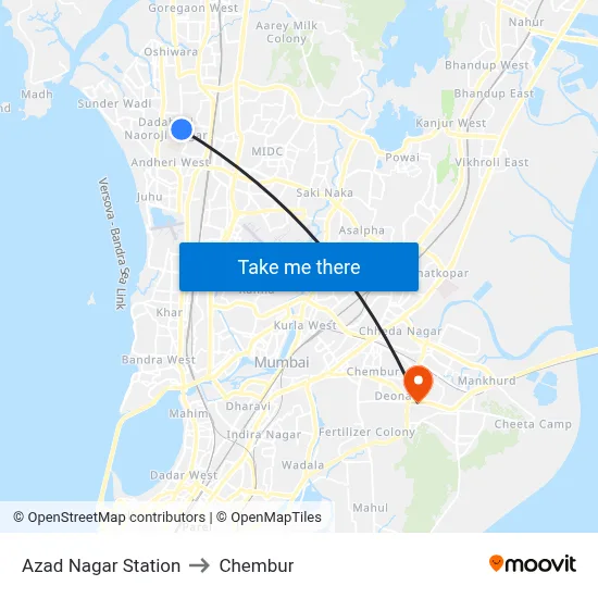 Azad Nagar Station to Chembur map