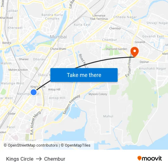 Kings Circle to Chembur map